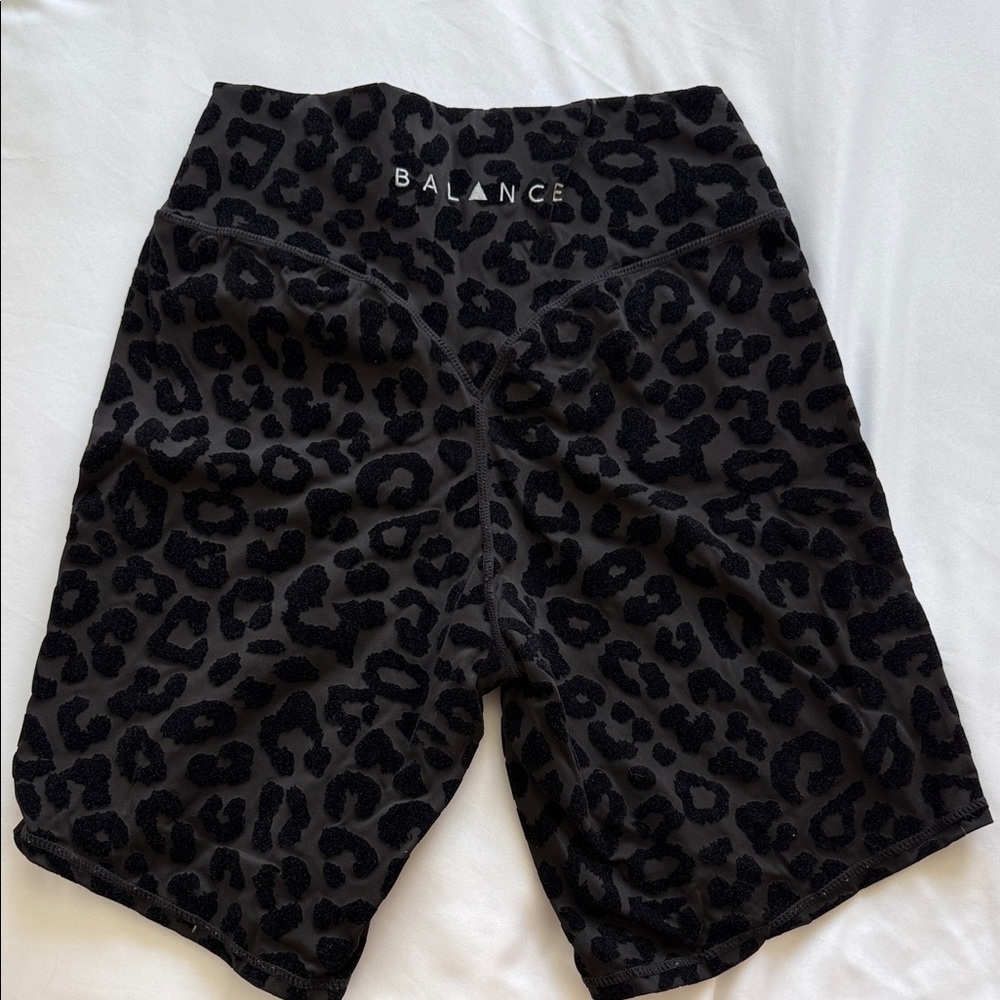 Balance High-Waist Black Leopard Print Bike Shorts - Picture 2 of 4